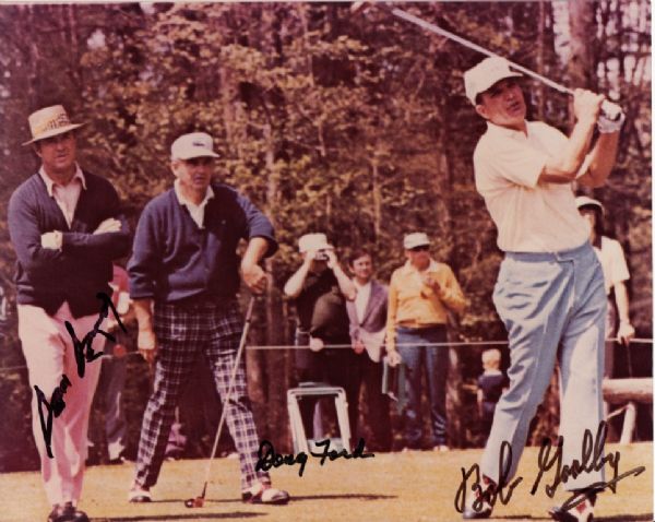 Autographed 8x10 Photo by 3 Masters Champions - Snead, Ford, and Goalby