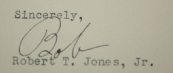 Bobby Jones TLS-Party at Augusta National Content-Jones Letterhead Signed Bob