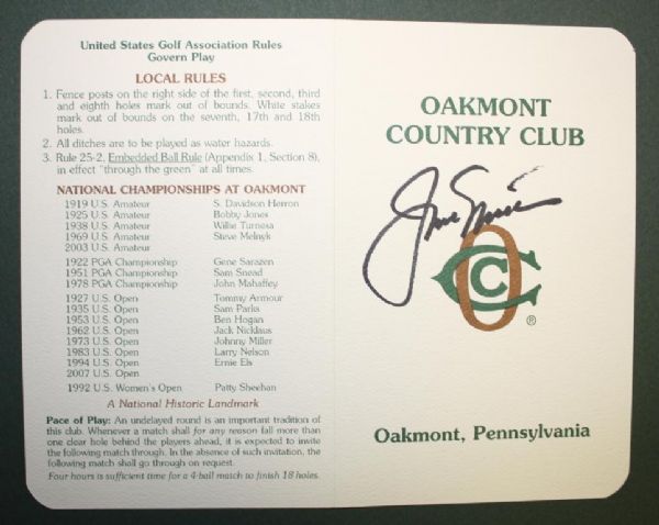 Jack Nicklaus Autographed Oakmont Scorecard JSA COA