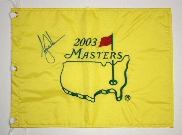 Tiger Woods Autographed 2003 Masters Flag JSA COA