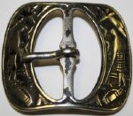 1930s Art Deco Chrome and Black Colored Belt Buckle