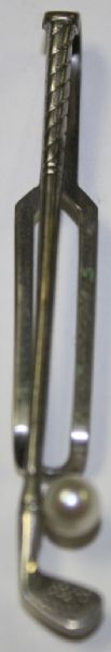 Sterling Art Deco Club with Faux Pearl Tie Clasp