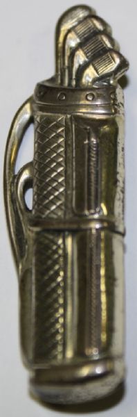 Sterling Art Deco Golf Bag with Clubs Pin - Flat