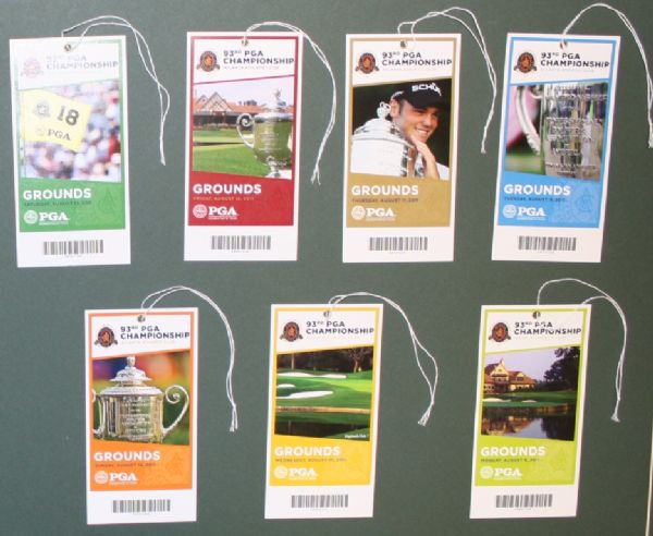 Full Unused 2011 PGA Ticket Set - 7 Tickets - Keegan Bradleys First Major Victory