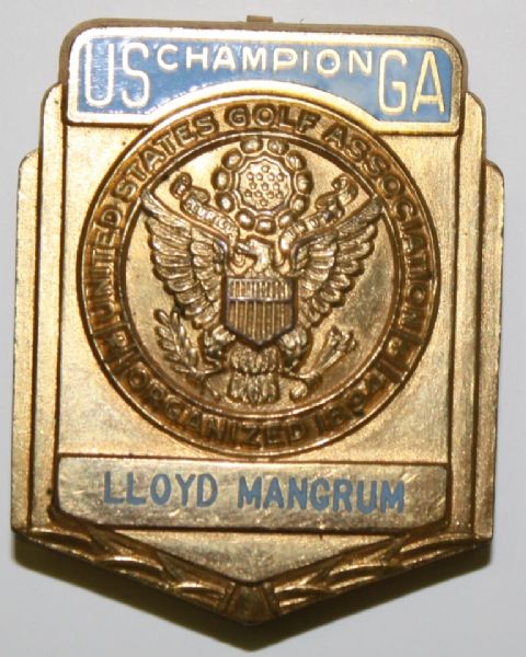 Lloyd Mangrums 1951 US OPEN Contestants Badge - Oakland Hills Country Club-Hogan Champion 