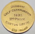 1931 Horton Smith Gold Medal for 3rd Prize at Seddon Championship with Book Showing Medal