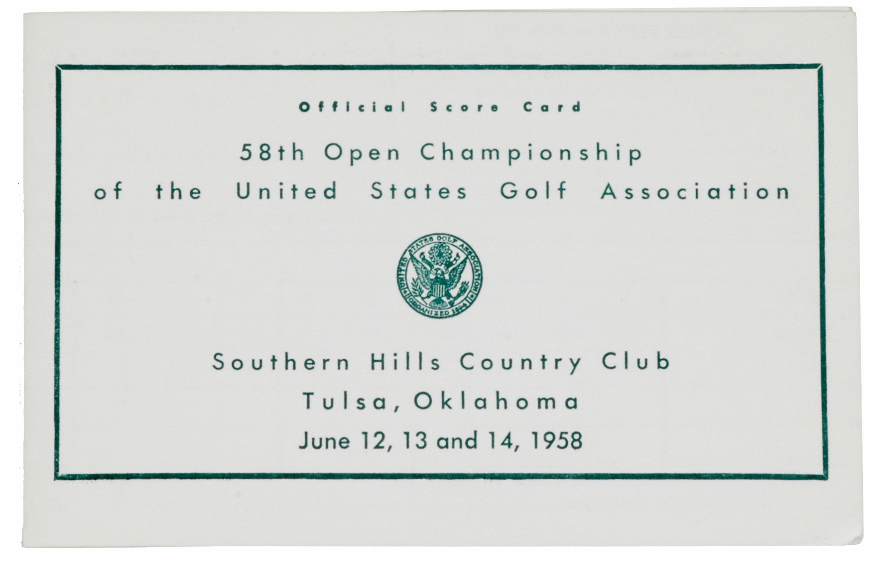 Lot Detail 1958 US Open Scorecard