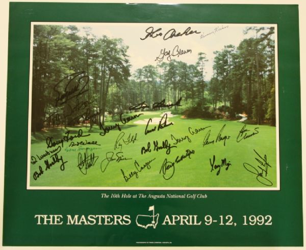 1992 Masters Poster Signed by 25 Winners including 7 Deceased & Palmer, Nicklaus, Watson