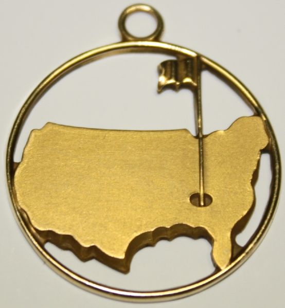 14k Golf Masters Charm-Womens Augusta National Gift- Inscribed "Masters Tournament 1958" - Arnold Palmers First Win