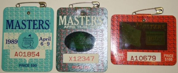 1989, 1991, and 1993 Masters Badges