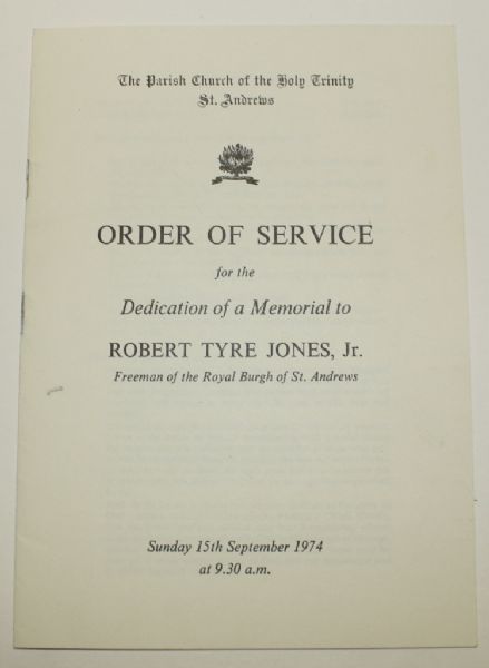 Bobby Jones St. Andrews Memorial Dedication 1974 Program
