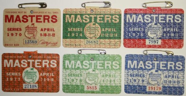 Lot of 9 Masters Badges: 70, 74, 76, 77, 78, 79, 88, and 89(2)