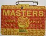 1975 Masters Badge - Nicklaus Wins - Great Shape with Bobby Jones Note On Back