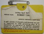 1975 Masters Badge - Nicklaus Wins - Great Shape with Bobby Jones Note On Back