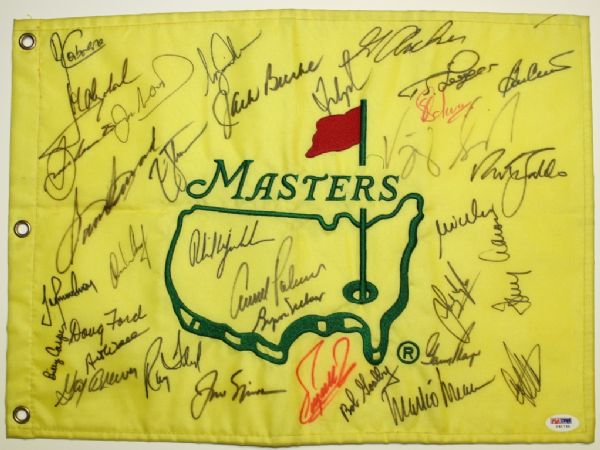 Undated Masters Flag Signed by 34 Masters Champs One of Finest Flags Known - JSA and PSA