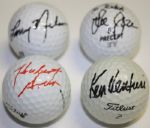 4 Individually Signed US Open Champs Professional Golf Balls: Hall of Fame Larry Nelson, Lee Janzen Personal Ball, Hall of Fame Hubert Green, & Ken Venturi