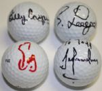 4 Individually Signed Masters Champs Professional Golf Balls: Hall of Famer Billy Casper, Hall of Famer Bernhard Langer, Fuzzy Zoeller Personal Ball, & Trevor Immelman Personal Ball