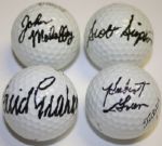 4 Individually Signed Major Champions Professional Golf Balls: John Mahaffey, Scott Simpson, David Graham, & Hall of Fame Hubert Green