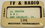 1964 Masters TV and Radio Badge - Arnold Palmers 4th Masters Win