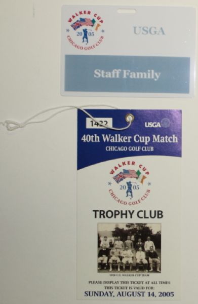 2005 Walker Cup Ticket and 2005 USGA Walker Cup Staff Family Badge