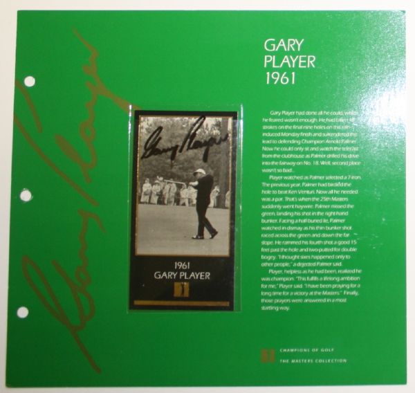 Gary Player Grand Slam Ventures Album Page w/Signed Gold Foil 1967 Player Card