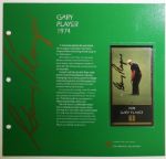 Gary Player Grand Slam Ventures Album Page w/Signed Gold Foil 1974 Player Card