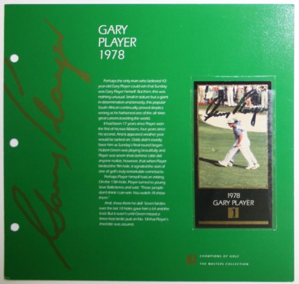 Gary Player Grand Slam Ventures Album Page w/Signed Gold Foil 1978 Player Card