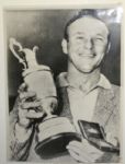 Arnold Palmer 1961 British Open Wire Photo with Medal & Trophy