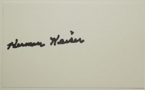 Herman Keiser Signed 3x5 Index Card