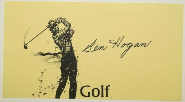 Ben Hogan Signed 4x7 Index Card