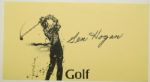 Ben Hogan Signed 4x7 Index Card
