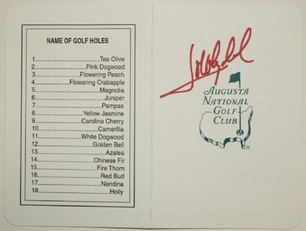 Jose Maria Olazabal Signed Masters Scorecard
