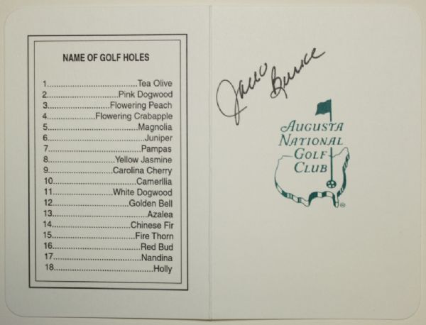 Jack Burke Signed Masters Scorecard
