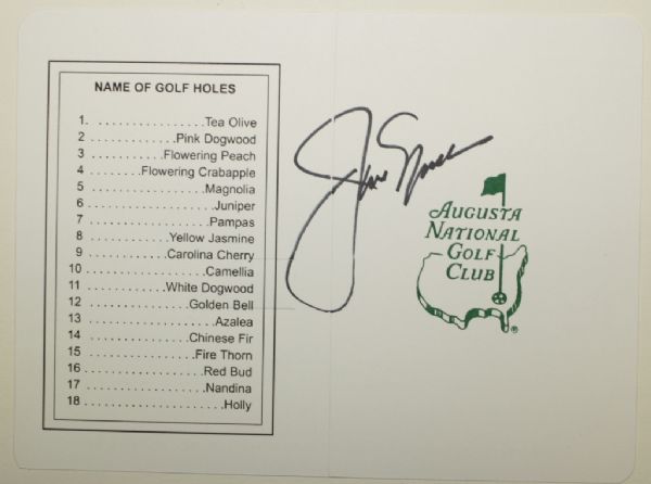 Jack Nicklaus Signed Masters Scorecard