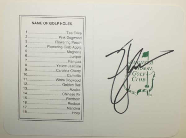Zach Johnson Signed Masters Scorecard