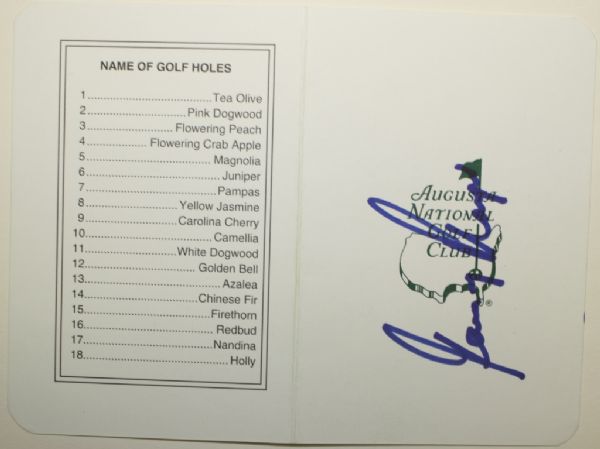 Gary Player Signed Masters Scorecard