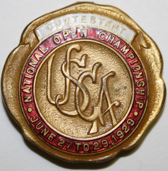 1929 USGA Open Championship Contestant Badge- Bobby Jones 3rd U.S. Open Win