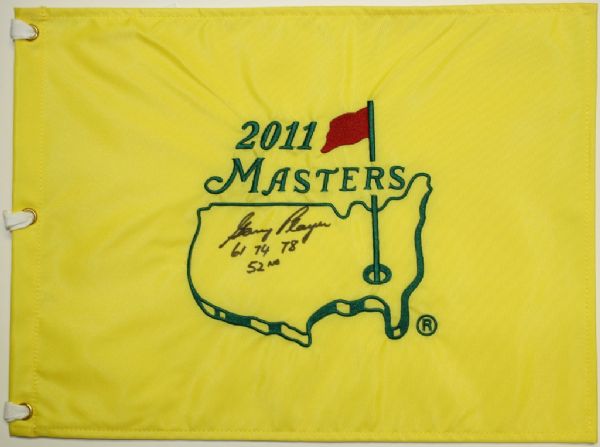 Gary Player Signed 2011 Masters Flag with Winning Years Inscription