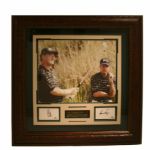 Gary Player & Ernie Els Autographed Presidents Cup photo Shadowboxed with Index Cards JSA COA