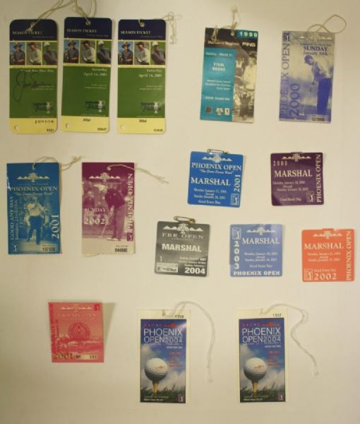 15 Tournament Tickets from Phoenix Open - 1990s-2000 - One Signed by Jack Nicklaus