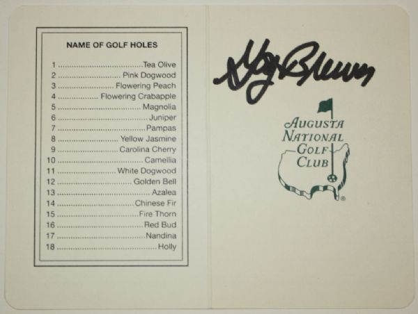 Master Champ Gay Brewer Signed Augusta Scorecard