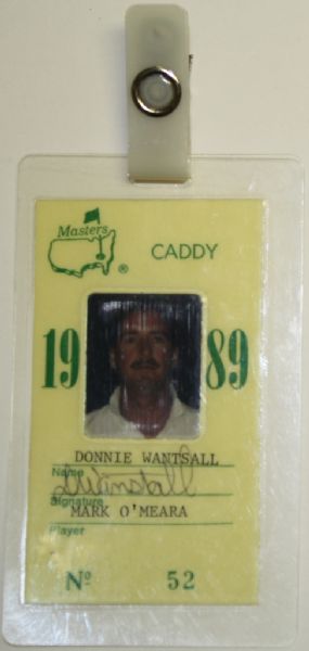 1989 Official Masters Caddy Badge - Mark OMeara - 2"x3"