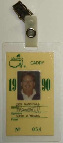1990 Official Masters Caddy Badge - Mark OMeara - 2"x3"