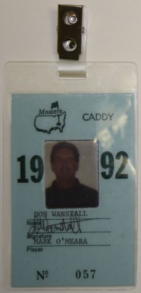 1992 Official Masters Caddy Badge - Mark OMeara - 2"x3"