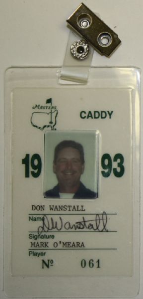1993 Official Masters Caddy Badge - Mark OMeara - 2"x3"