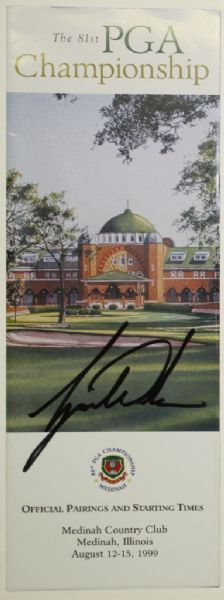 Tiger Woods Signed 1999 Medinah Pairing and Starting Times - JSA