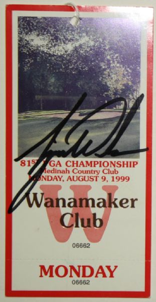 Tiger Woods Signed 1999 Medinah PGA Ticket - 2ND Major Win-JSA