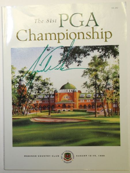 Tiger Woods Signed 1999 PGA Championship Medinah Program-2ND Major Win