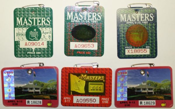 Lot of 6 Masters Badges - 90-93 and 98(2)