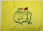 Tiger Woods  Center Signed 2001 Masters  Flag - Slight Bleeding-6th Major